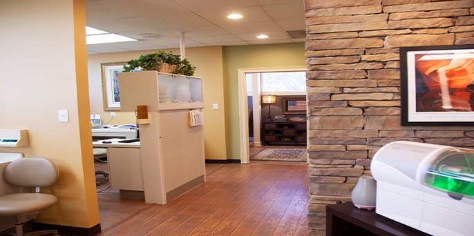 Hallway to dental treatment areas