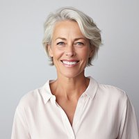Portrait of gray-haired woman with a nice smile