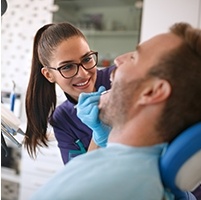 Man receiving preventive dentistry checkup