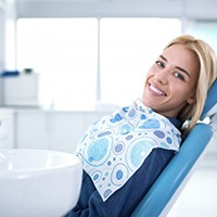 A woman at her dental appointment.