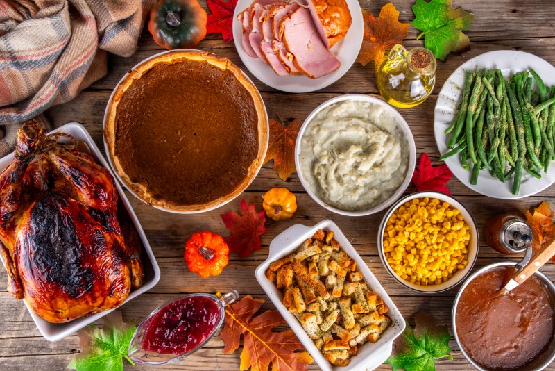 table of holiday food