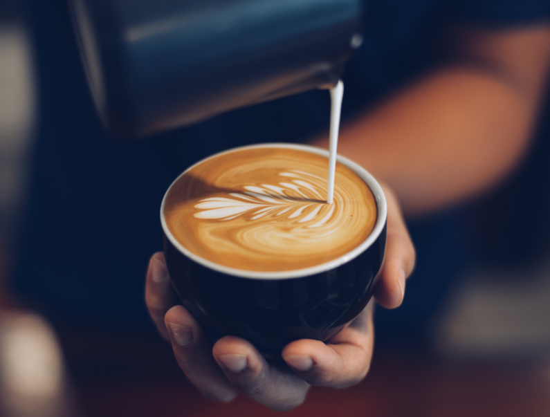 Latte being poured